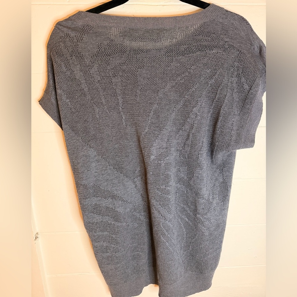 AllSaints Charcoal Textured Short-Sleeved Knit Sweater - Picture 3 of 3